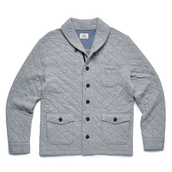Surfside Supply Heather Grey Shawl Collar Quilted Fleece Cardigan - Picture 1 of 2